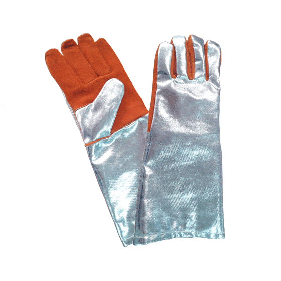 Aluminisierter Handschuh Heat Pro aus 100 % Para-Aramid, Schutz vor Spritzern geschmolzenen Metalls und Flammenkontakt, flexibel und komfortabel.