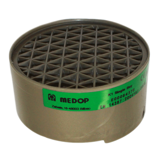 Filter that protects against ammonia and its derivatives. Box of 8 filters.