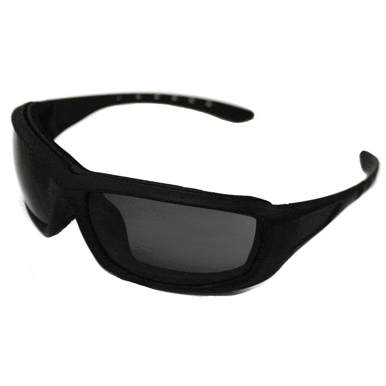 Os óculos Luka são um modelo da Medop com várias versões (incolor, solar e polarizada) para proteção contra impactos. 