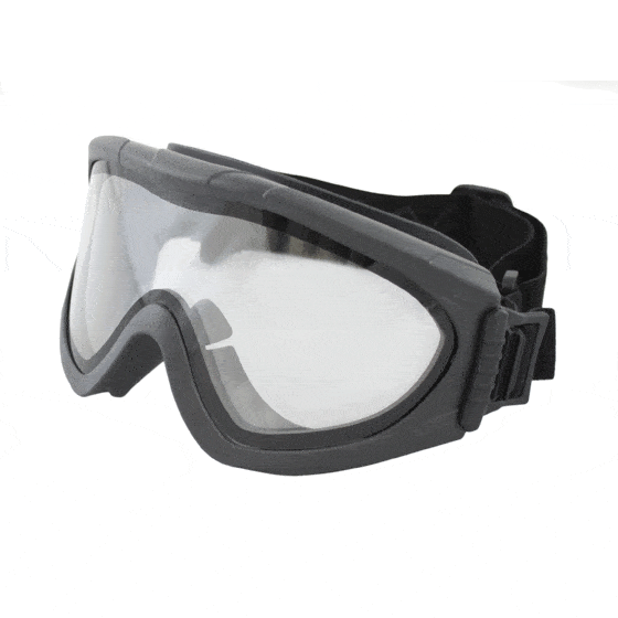 Os óculos panorâmicos Xirium, da Medop, têm dupla lente e dupla proteção, além de marcação 3459BTKN. 
