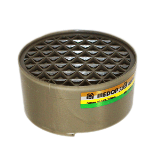 ABEK2, la protection contre les gaz et vapeurs. Boîte de 8 filtres.