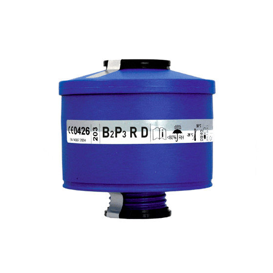 Le filtre B2P3 RD PAD de Medop, un protecteur respiratoire avec marquage B2P3 RD PAD, protège contre les gaz et les vapeurs, valable pour les demi-masques avec fermeture universelle.
