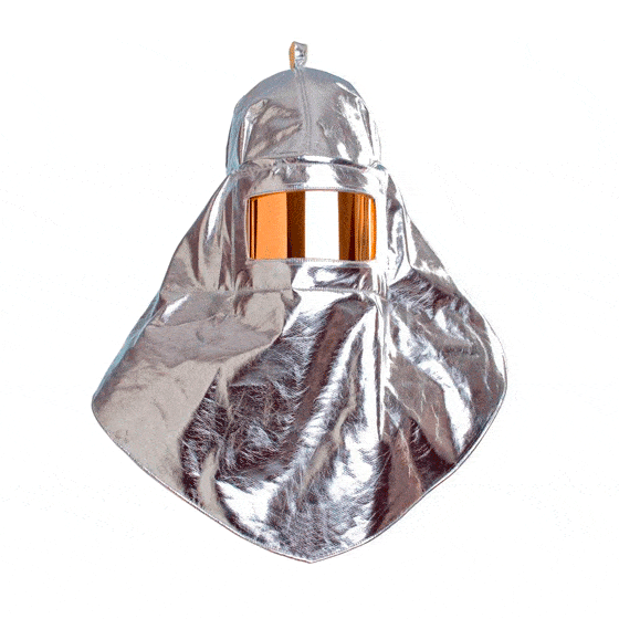 Aluminised hood with golden visor