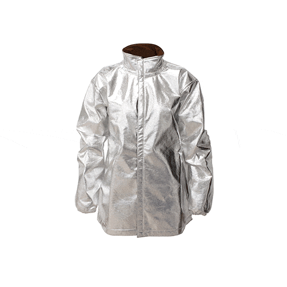 100% para-aramid aluminised three-quarter length jacket: Protection against molten metal splashes and against contact with flames. Flexible and comfortable.