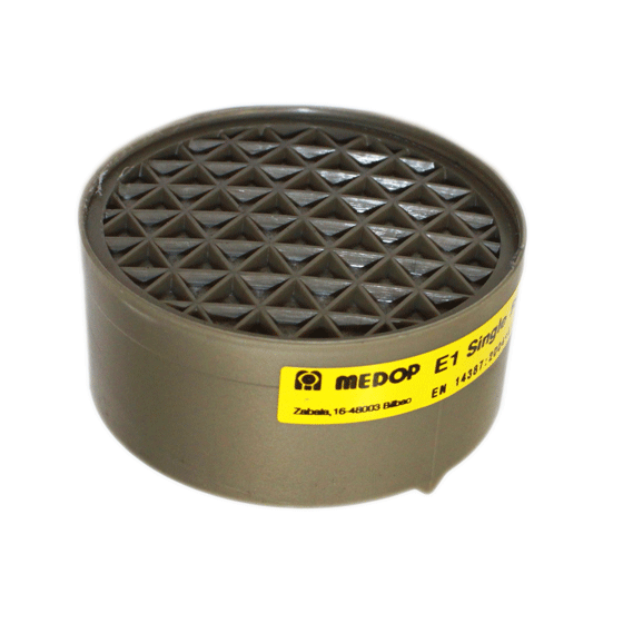 Protection contre les gaz et vapeurs acides. Boîte de 8 filtres.