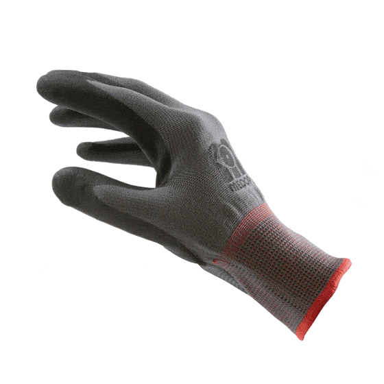 Polyester gloves with nitrile foam coating