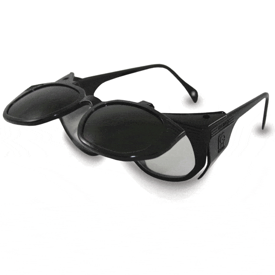 Protection oculaire à verres correcteurs avec clip-on de soudure