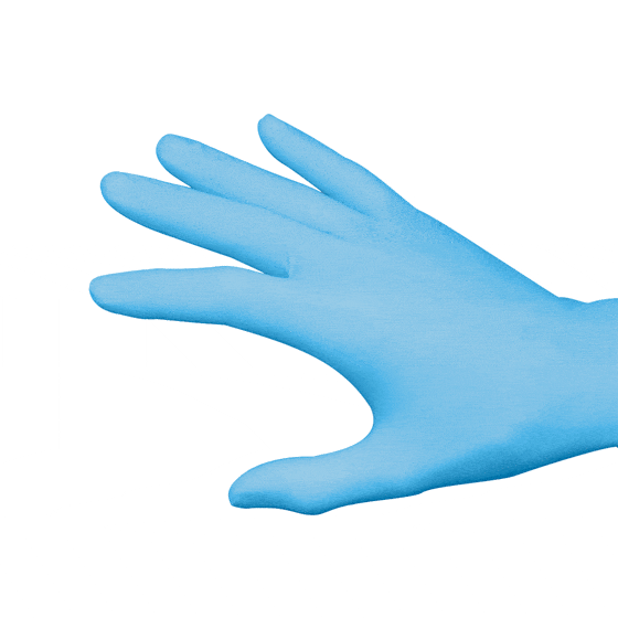 Medop blue disposable nitrile gloves, powdered or powder-free. High tear resistance. Textured fingers for greater adherence.