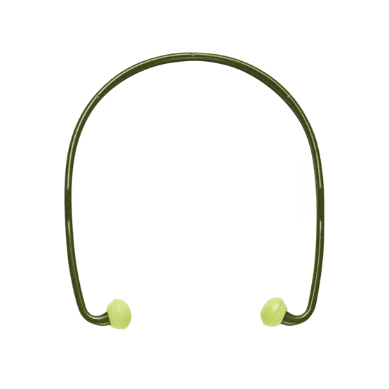 Single use earplugs with headband for improved grip. SNR 21 dB