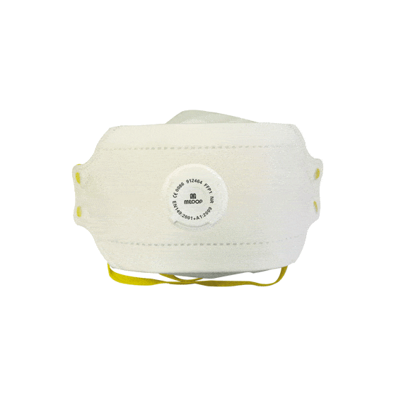 P1P with Valve, foldable 4P Series particle filtering mask, innovative double horizontal pleat design, comfort and ease of breathing with FFP1 protection.