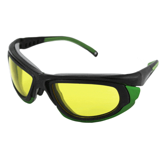 Resolution, os óculos de segurança da Medop para uma proteção ocular envolvente, adaptáveis a qualquer rosto. Óculos de lentes intercambiáveis para múltiplos lugares de trabalho.